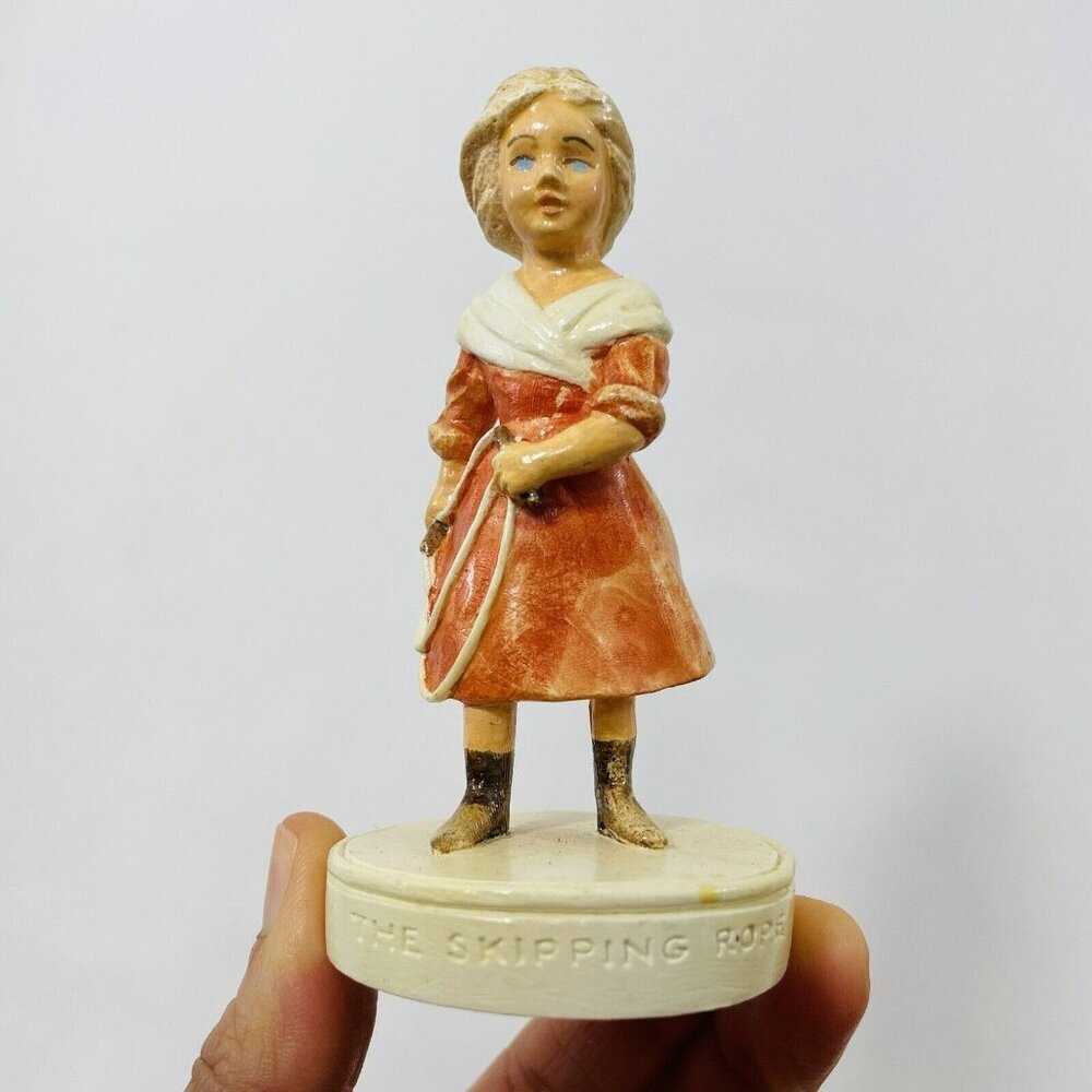 Vintage Sebastian Miniatures Figurine Mini Girl Skipping Rope Jumping Play Kid